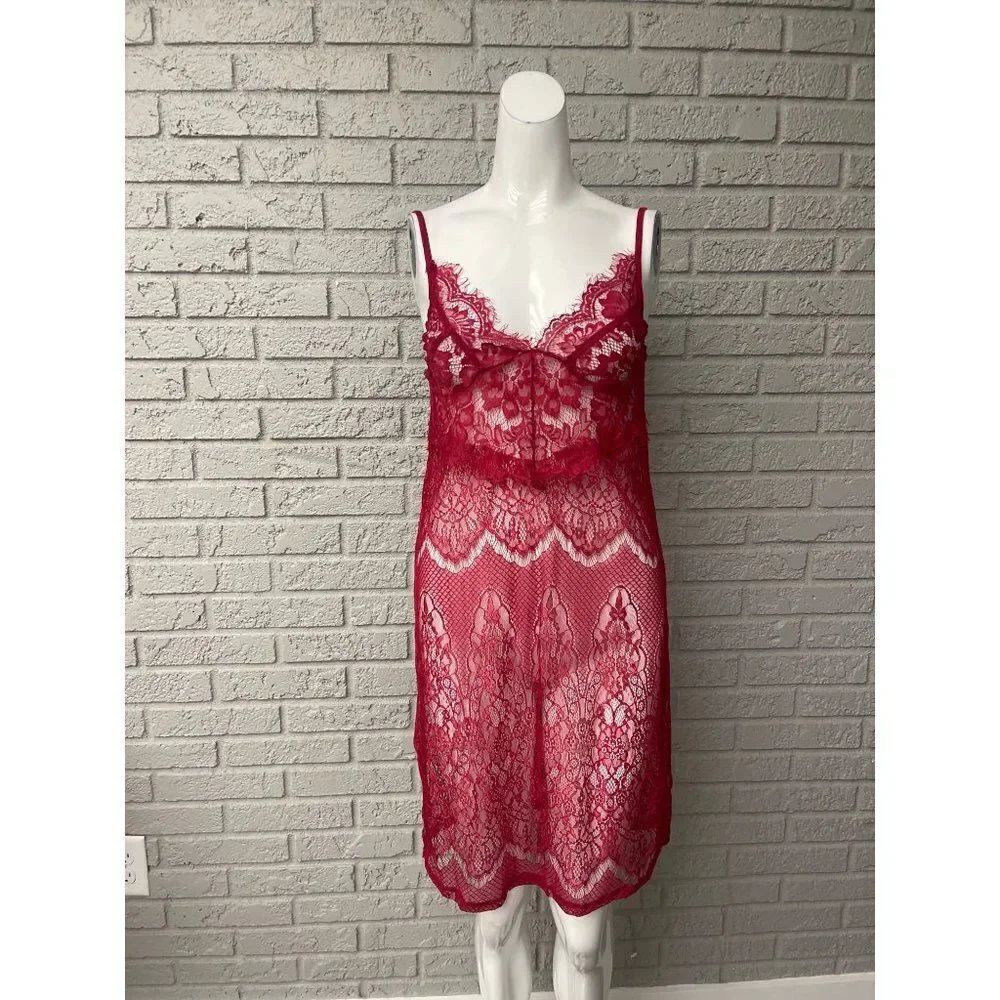 Unbranded Red Eyelash Lace Lingerie Sleepwear Size S
